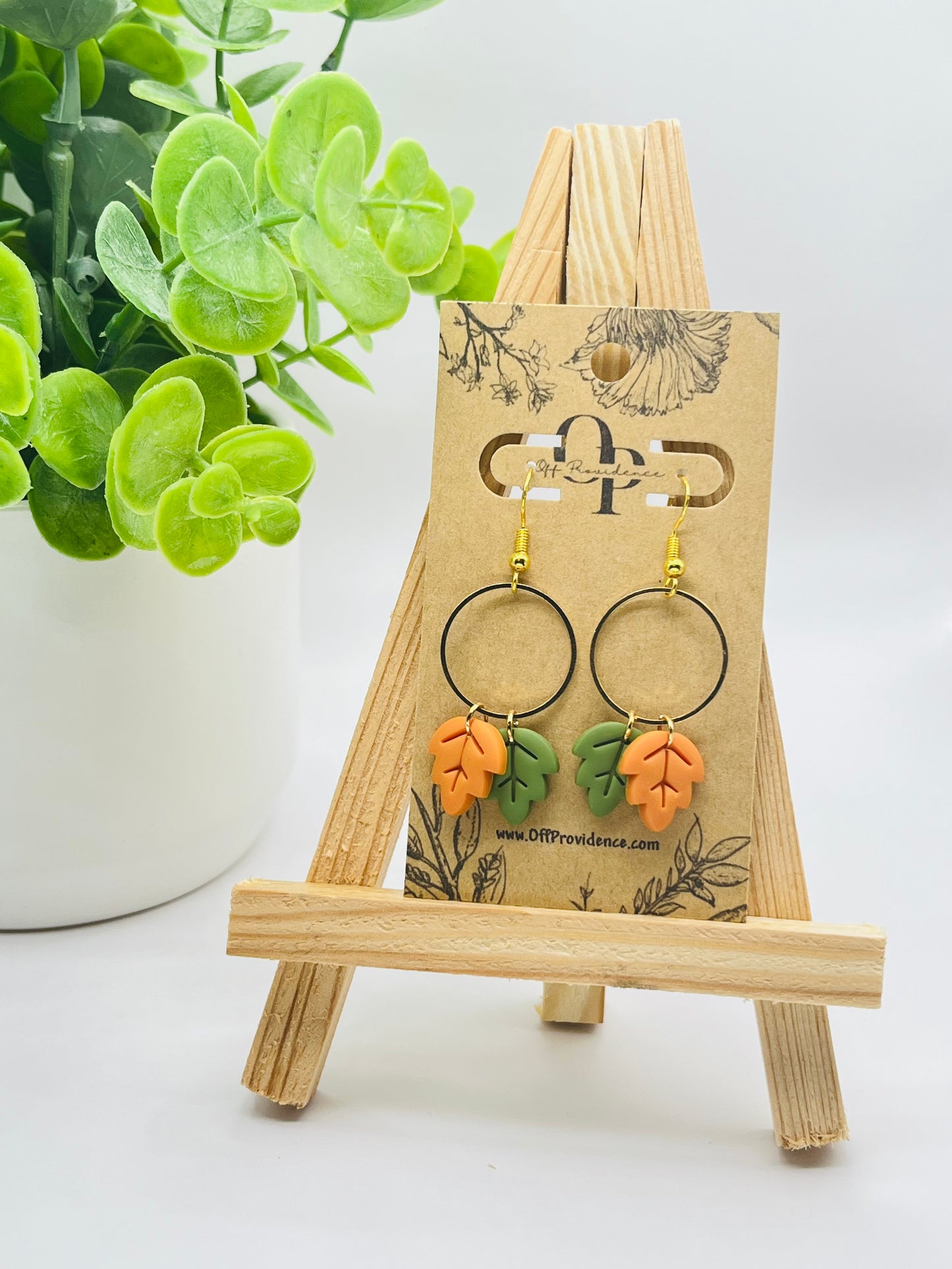 Green & Orange Mini Leaves Dangles