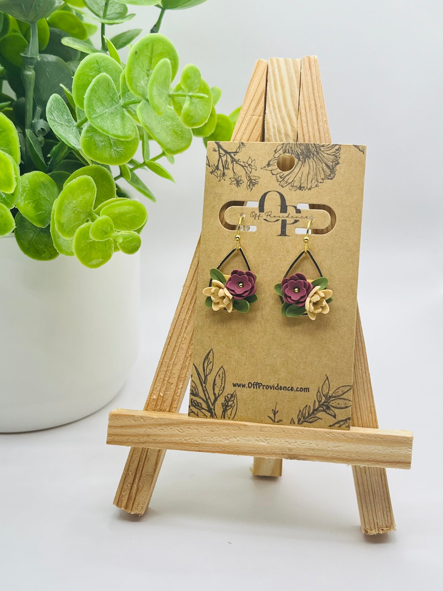 Small Fall Burgundy Flower Teardrops