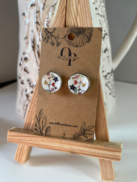 Floral Multi Color Tea Plate Studs