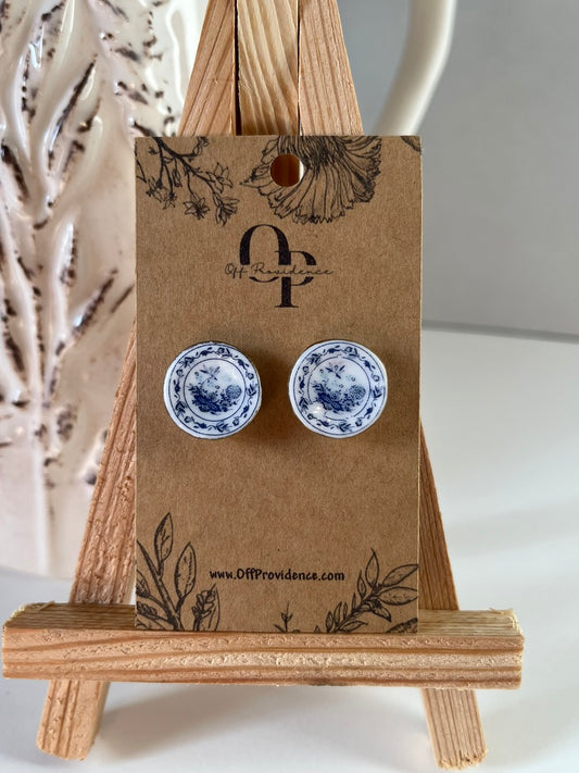 Antique Blue Tea Plate Studs