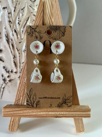 Rose Tea Plate & Cup Dangles