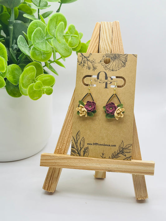 Small Fall Burgundy Flower Teardrops