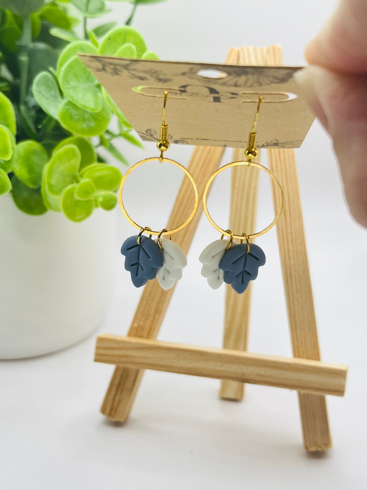 Blue & White Mini Leaves Dangles