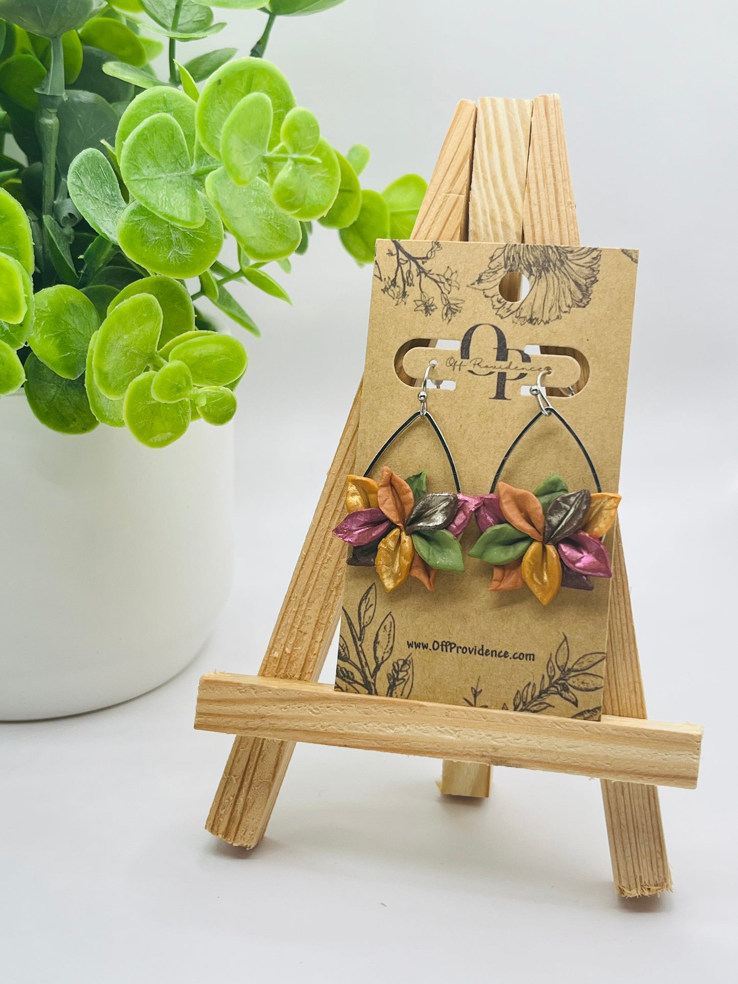 Silver Teardrop & Fall Leaves