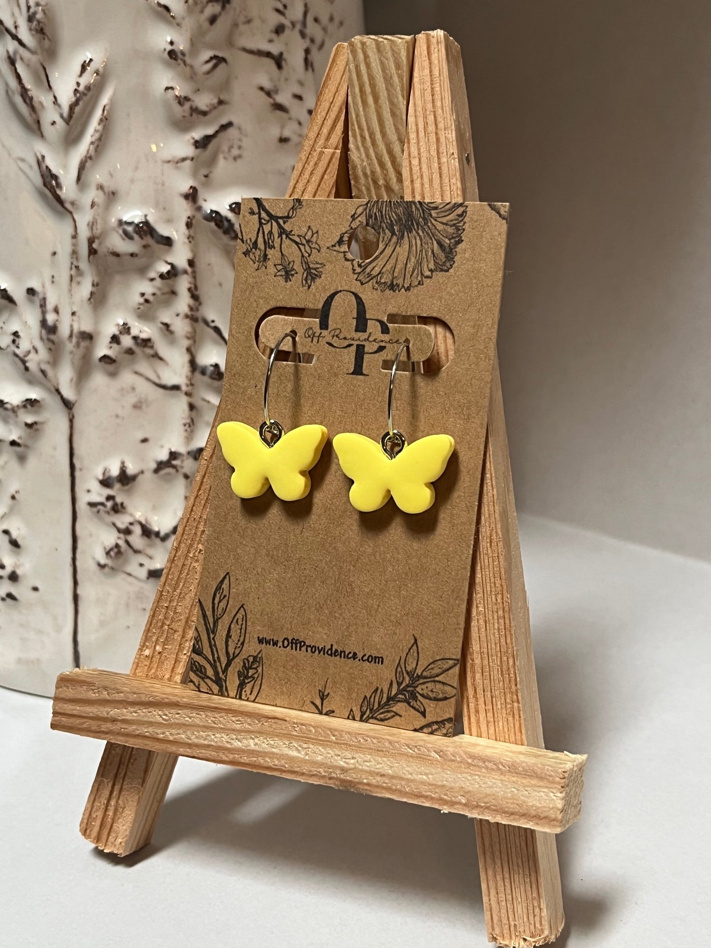 Dainty Yellow Butterfly Hoops