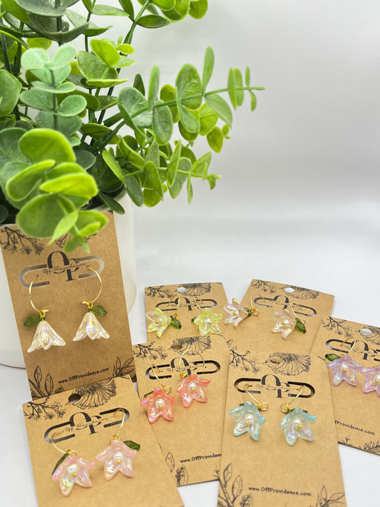 Trumpet Flower Hoops (Multiple Colors)