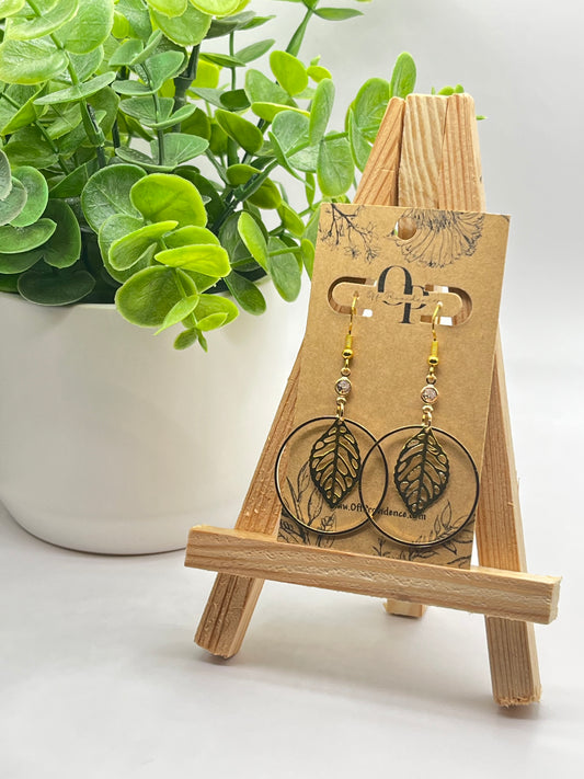 Orbs Diamond & Leaf Golden Dangles